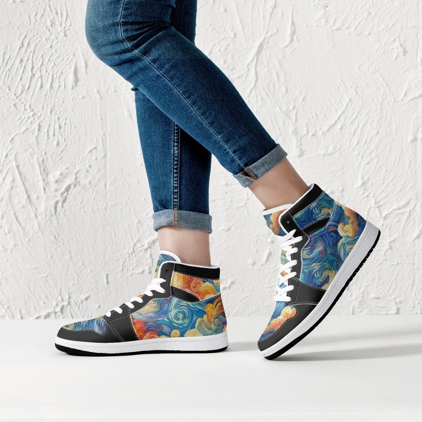 High-Top Leather Sneakers - Trippy World