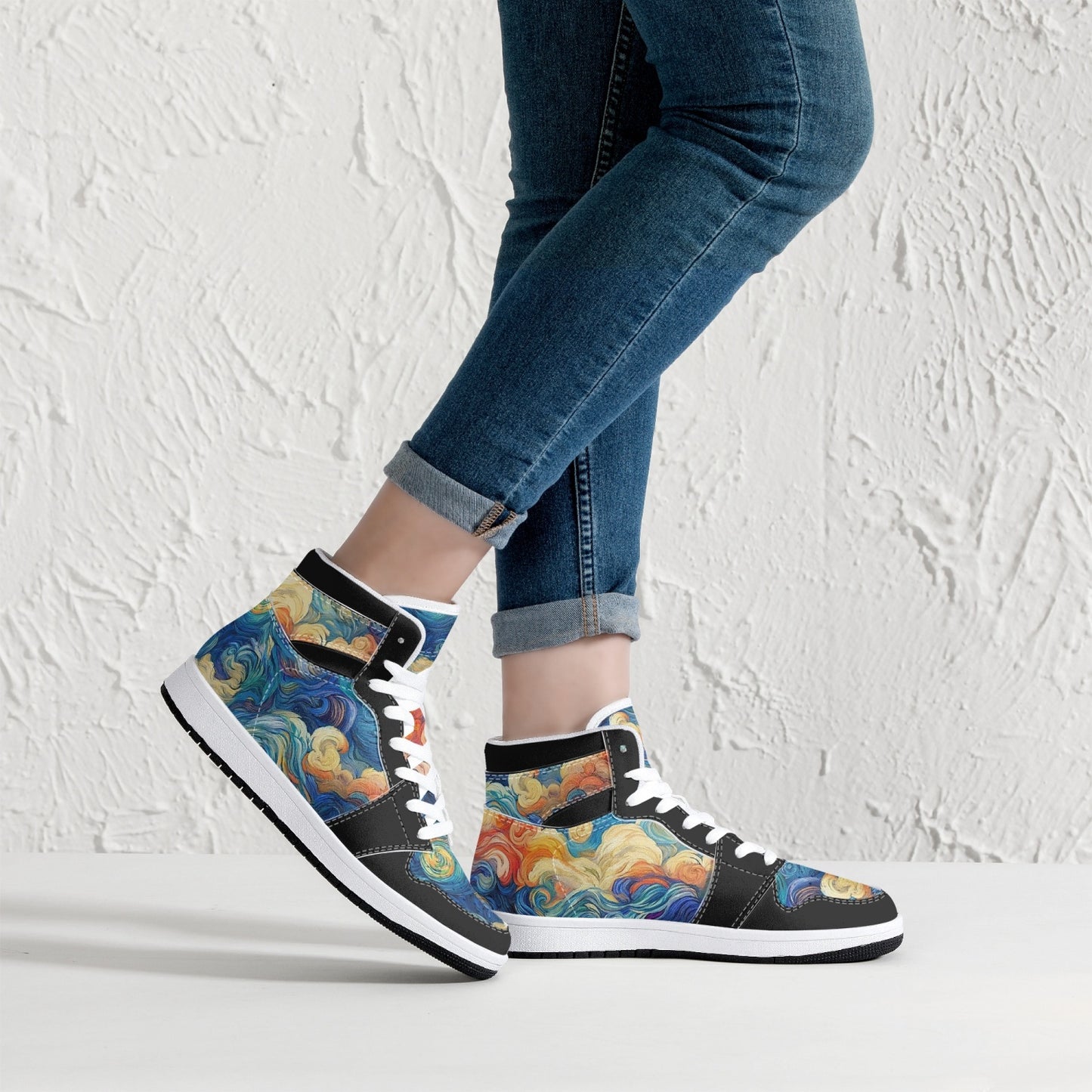 High-Top Leather Sneakers - Trippy World