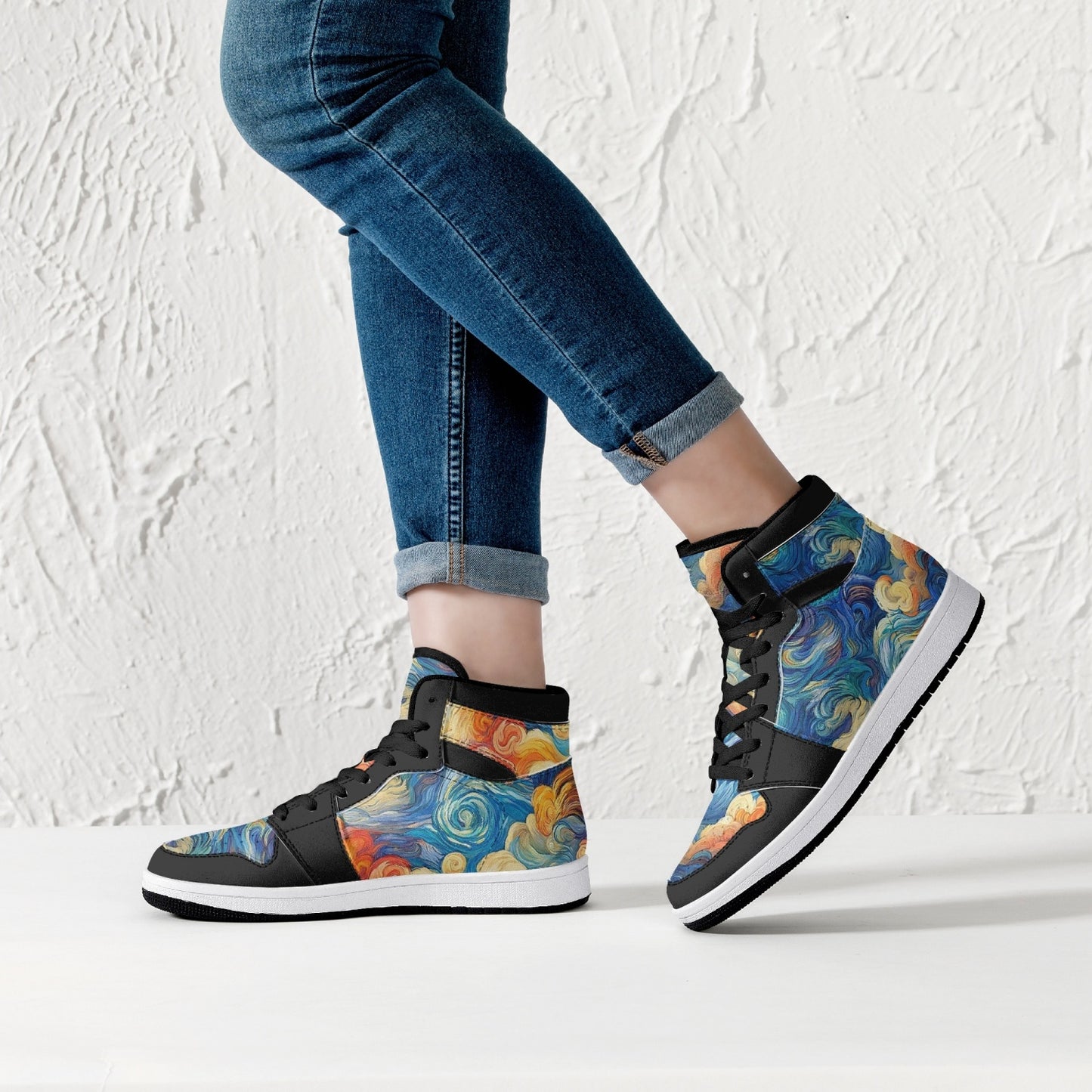 High-Top Leather Sneakers - Trippy World