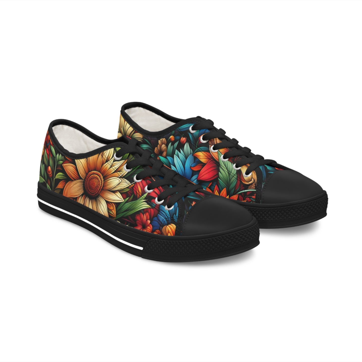 Women's Low Top Sneakers - Flowers