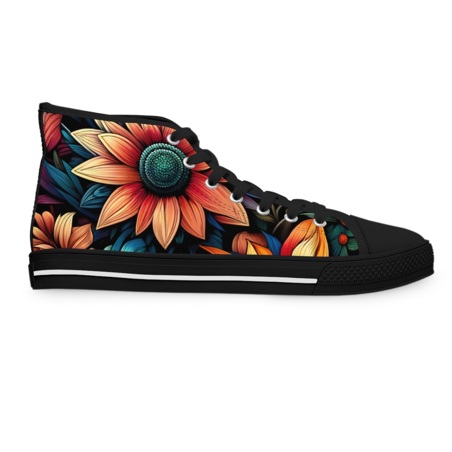 Women's High Top Sneakers - Flowers