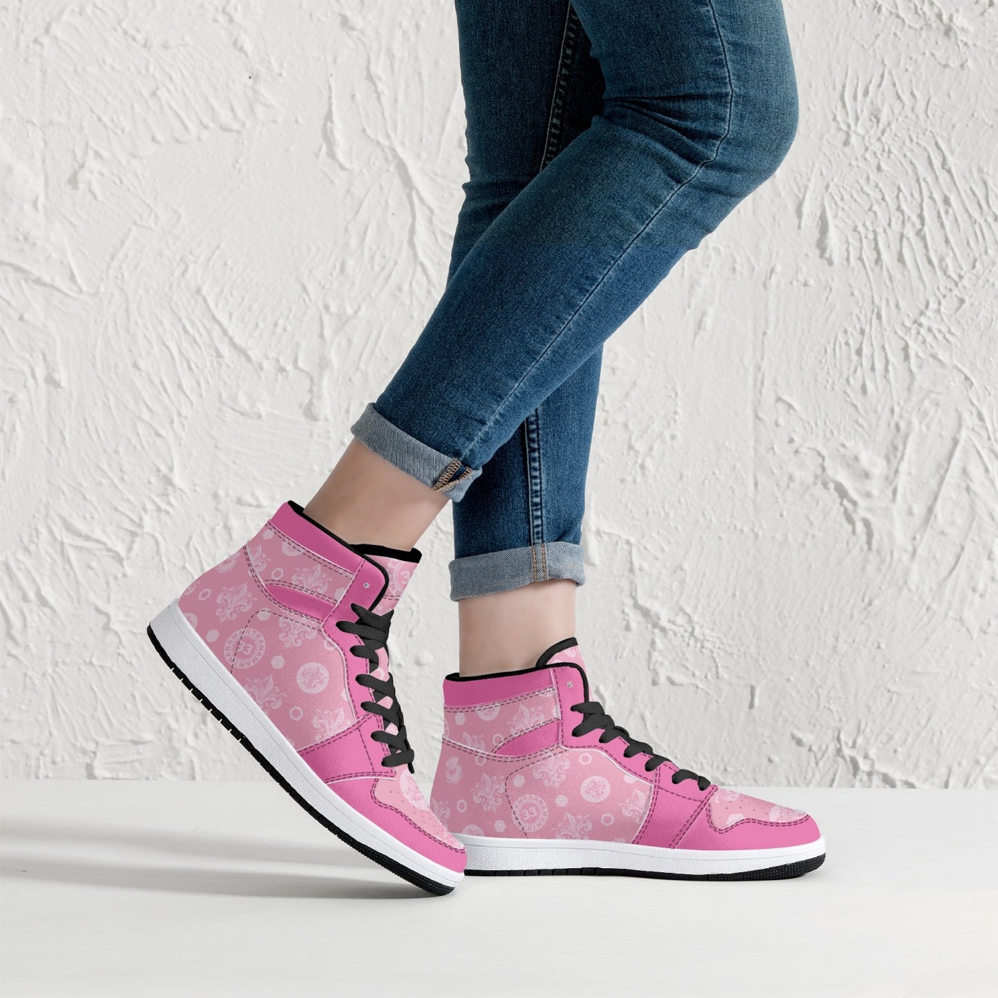 High-Top Leather Sneakers - Awakening Rose&Pink