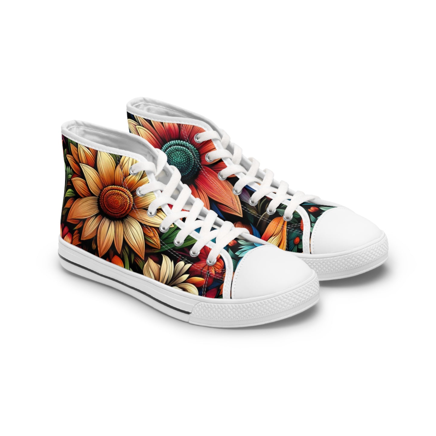 Women's High Top Sneakers - Flowers