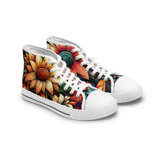 Women's High Top Sneakers - Flowers