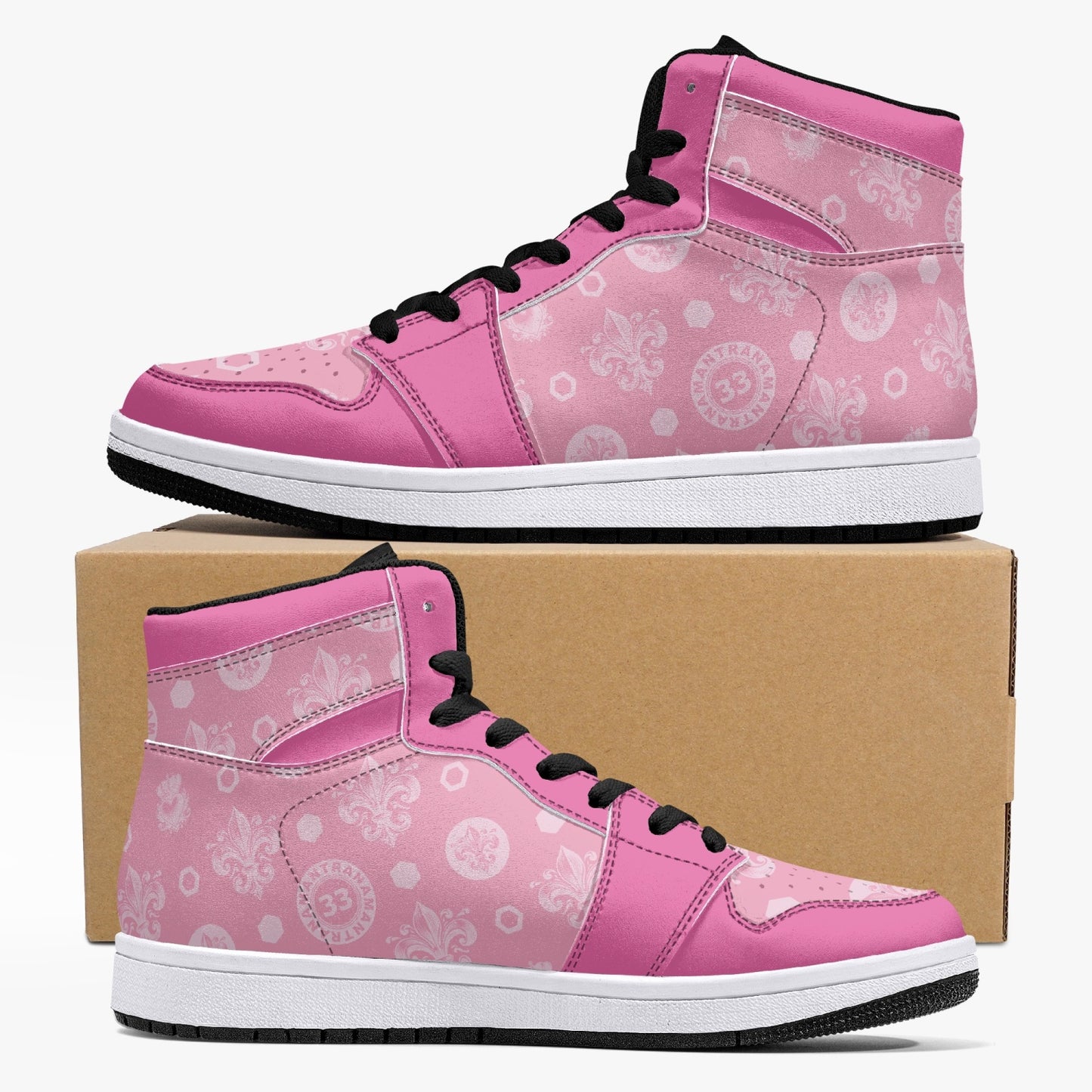 High-Top Leather Sneakers - Awakening Rose&Pink