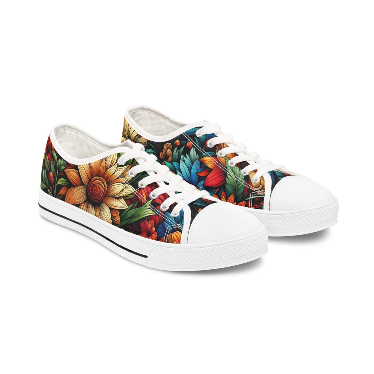 Women's Low Top Sneakers - Flowers