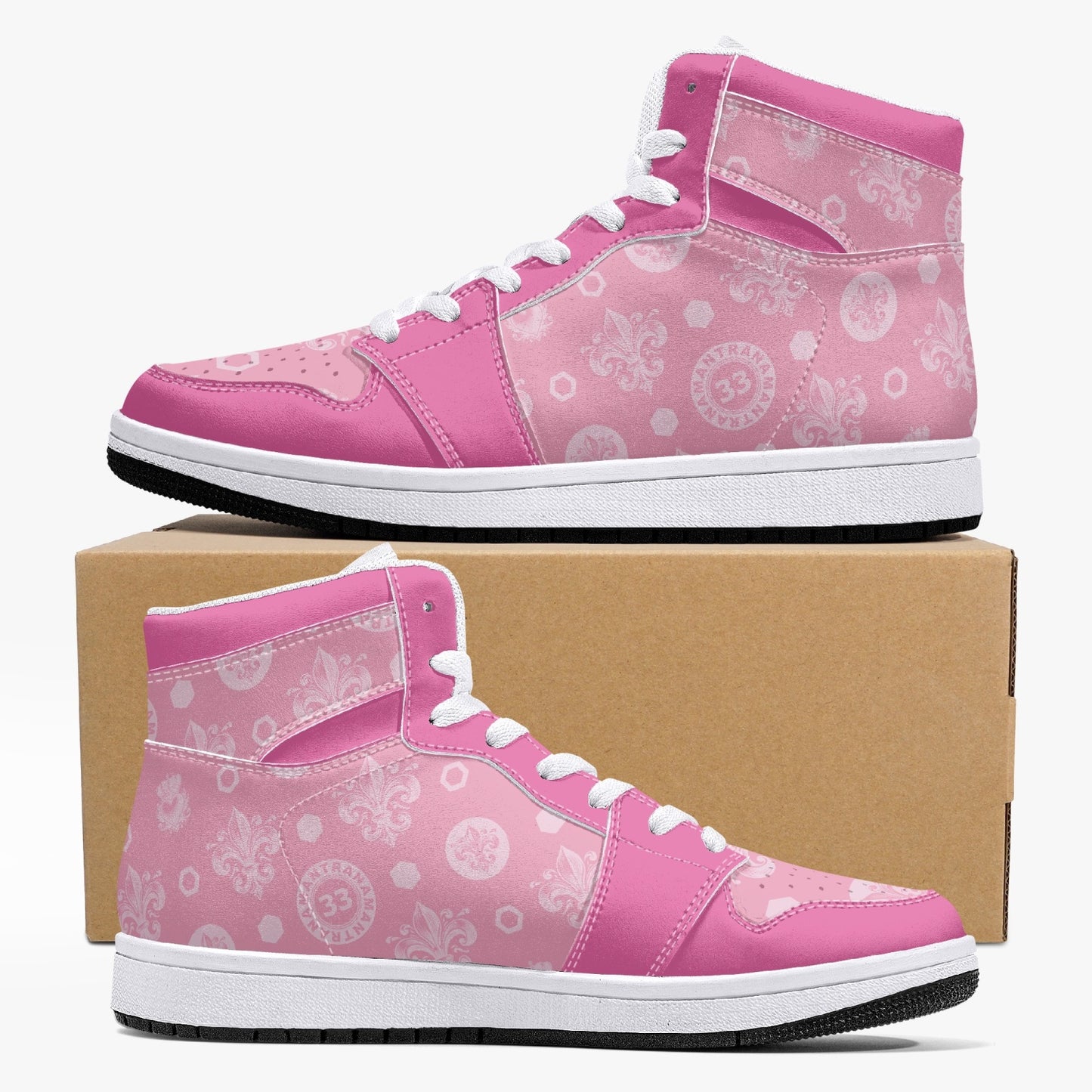 High-Top Leather Sneakers - Awakening Rose&Pink