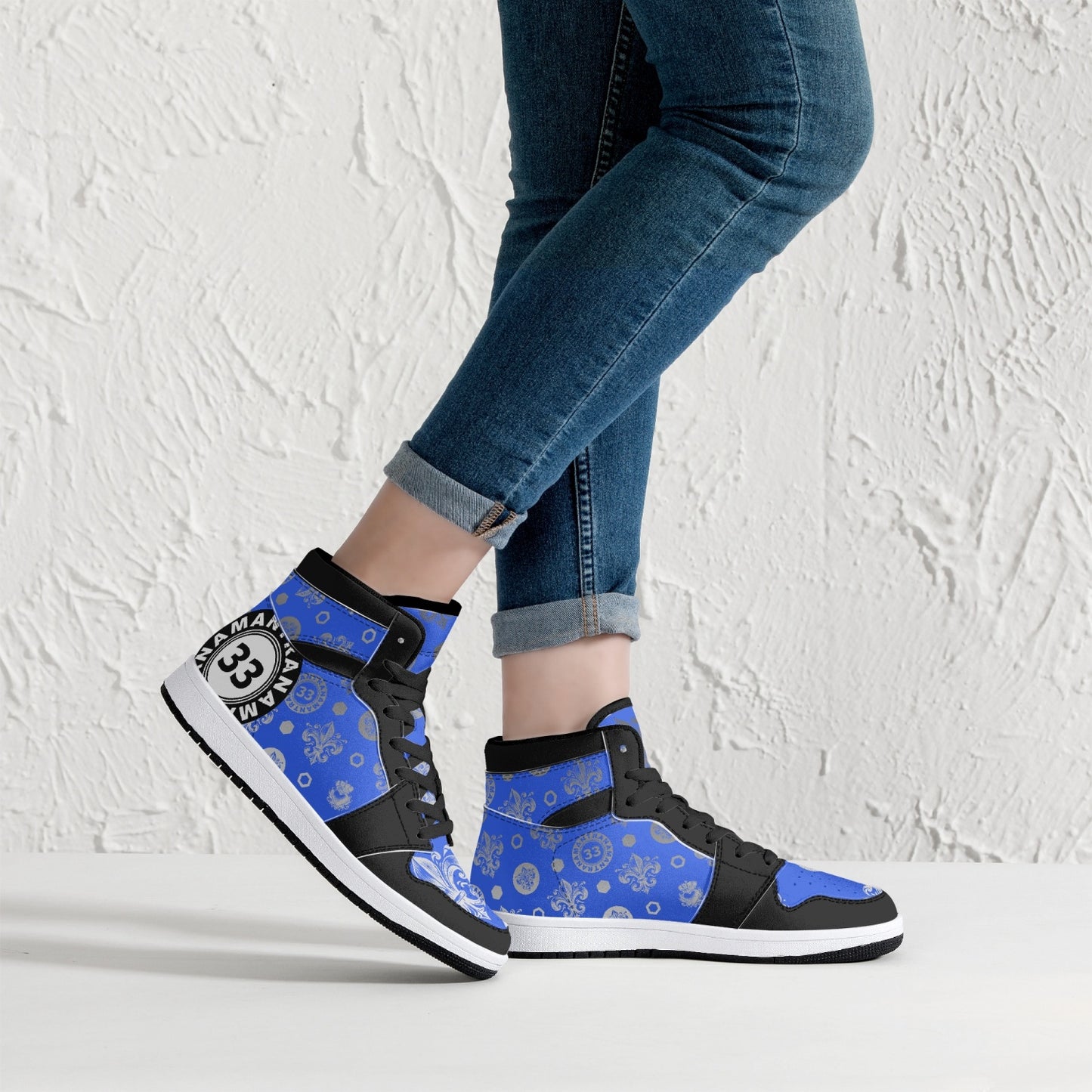 High-Top Leather Sneakers - Awakening Royal Blue