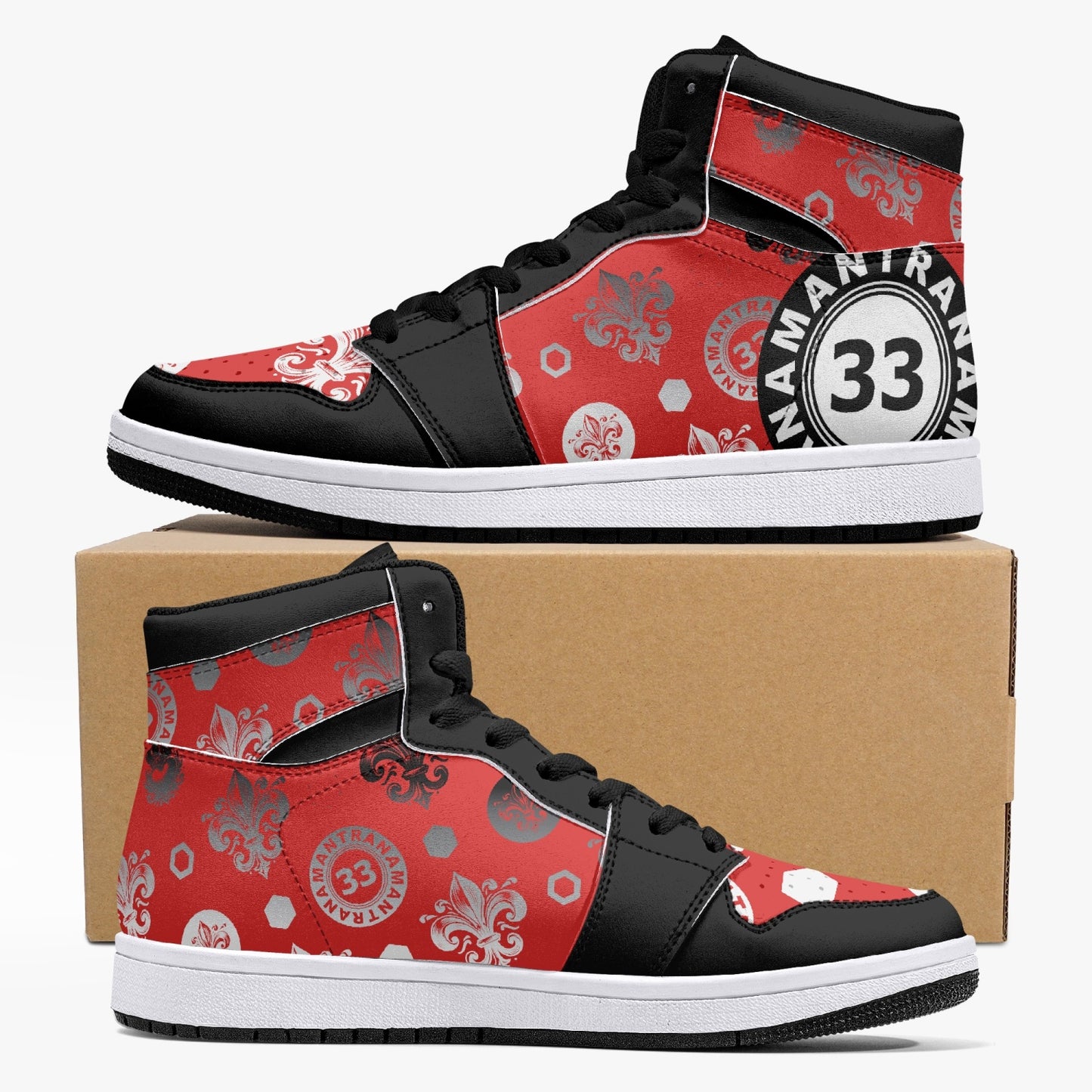 High-Top Leather Sneakers - Awakening Red