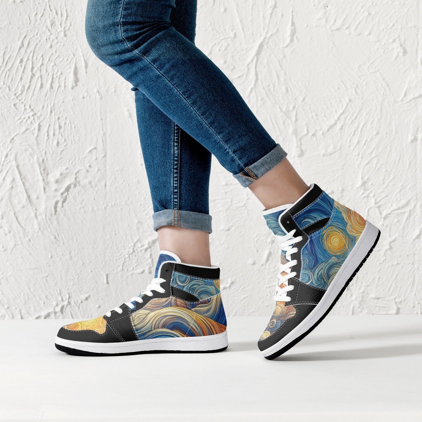 High-Top Leather Sneakers - Sweet Sunset