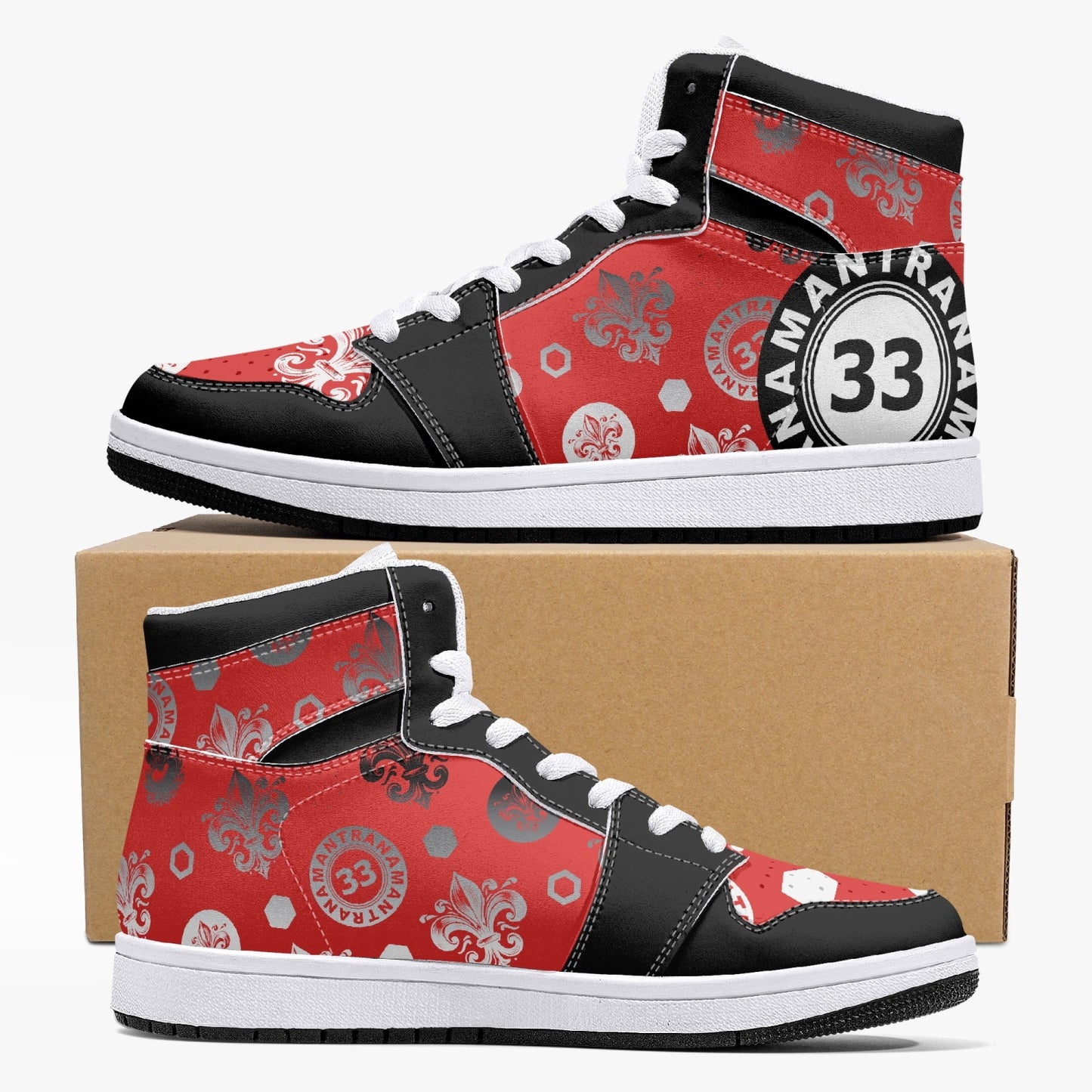 High-Top Leather Sneakers - Awakening Red