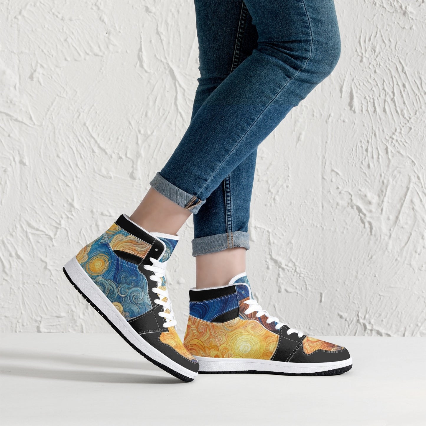 High-Top Leather Sneakers - Sweet Sunset