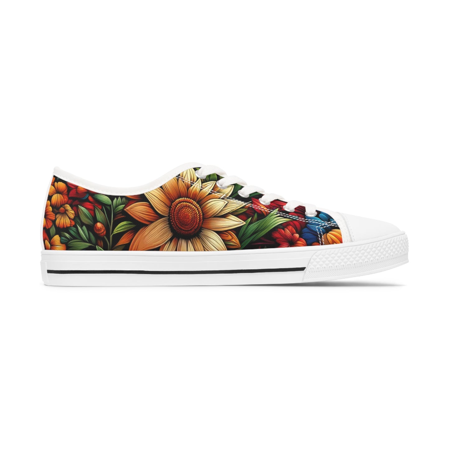 Women's Low Top Sneakers - Flowers