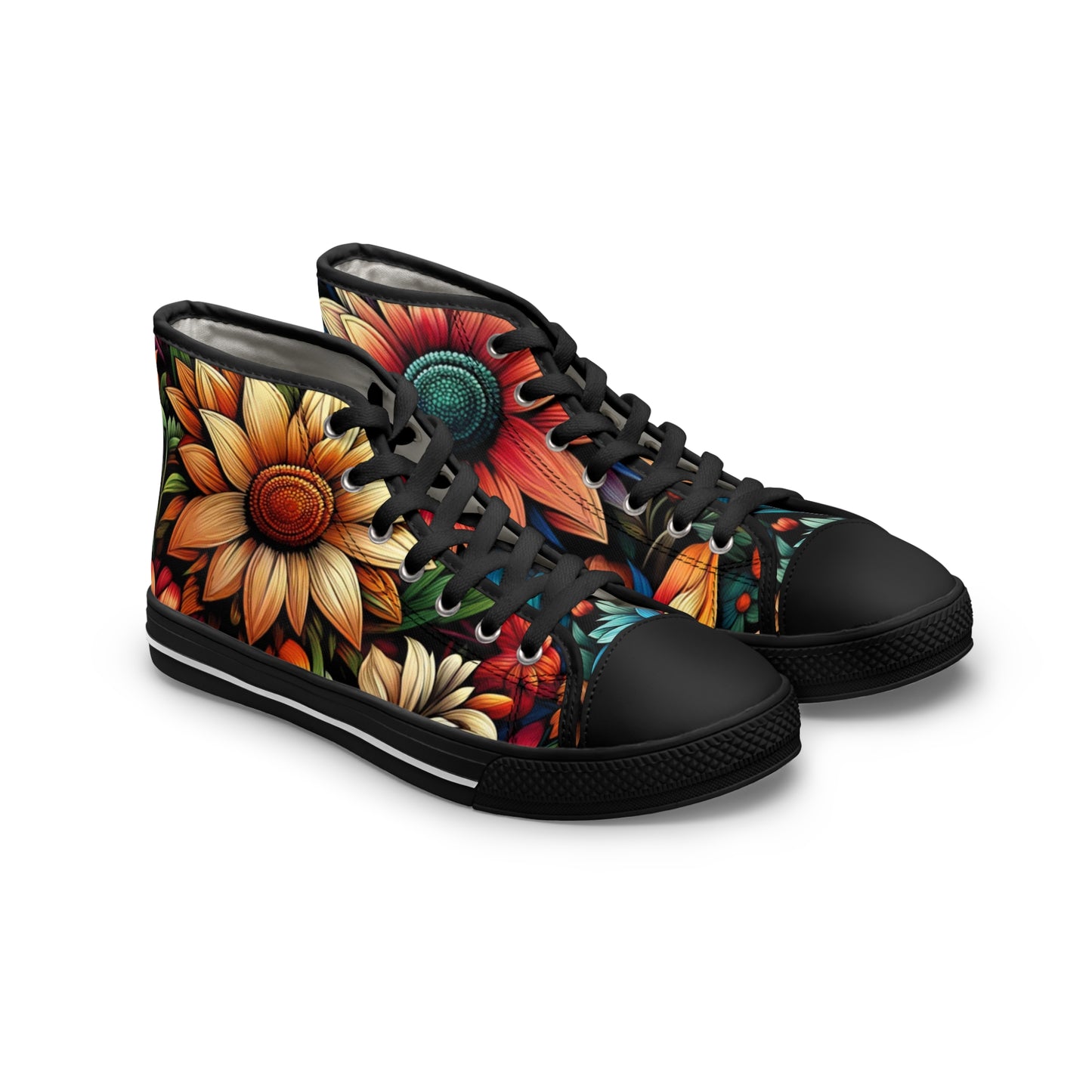 Women's High Top Sneakers - Flowers