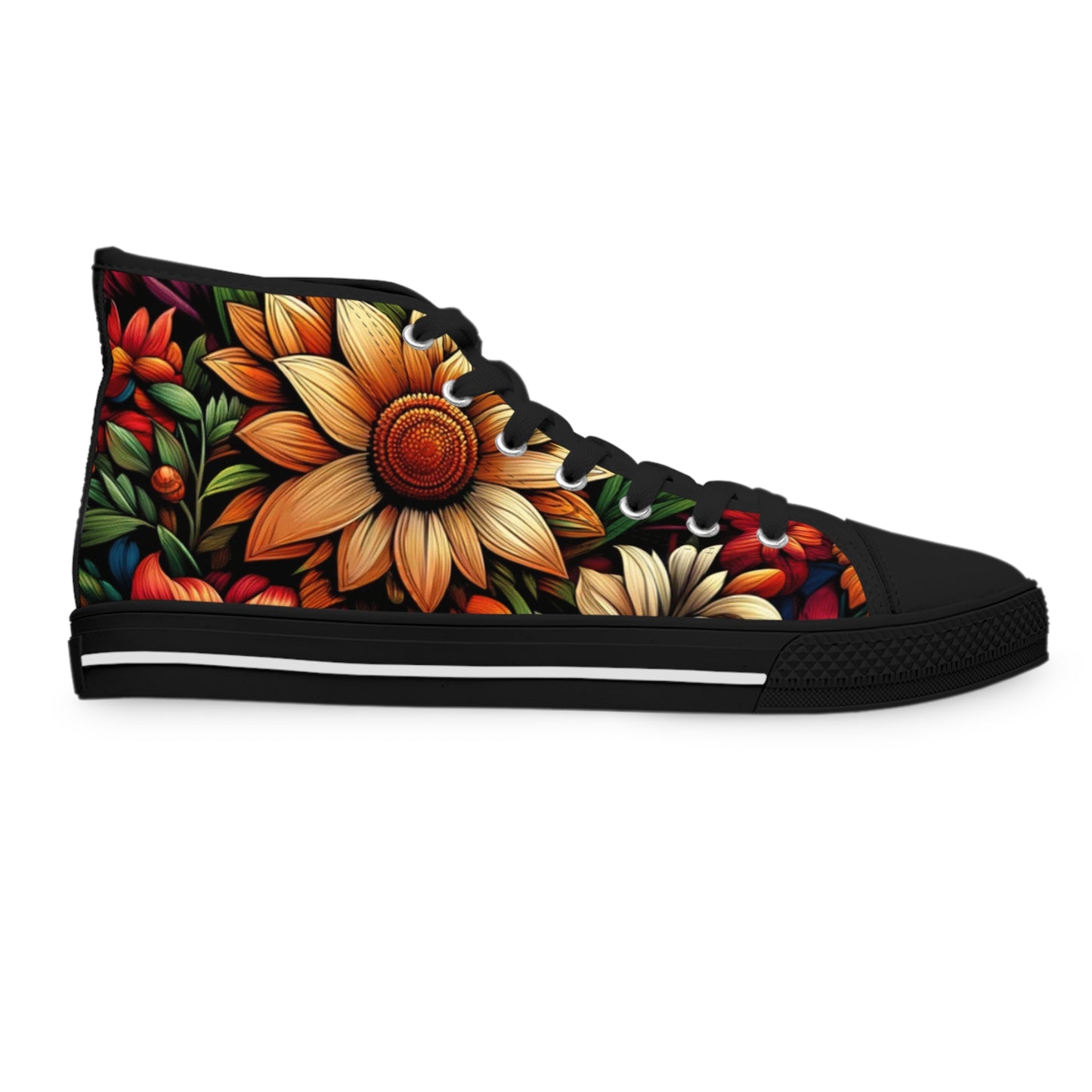 Women's High Top Sneakers - Flowers