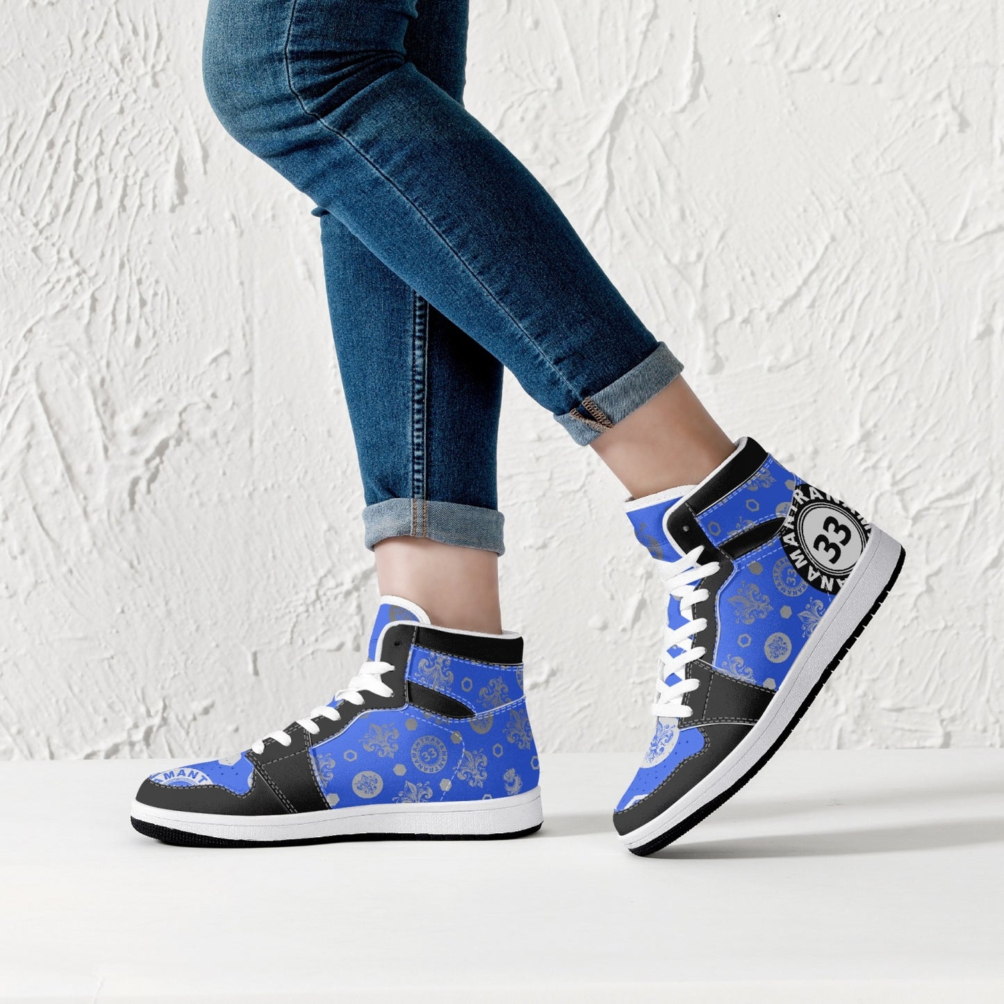 High-Top Leather Sneakers - Awakening Royal Blue