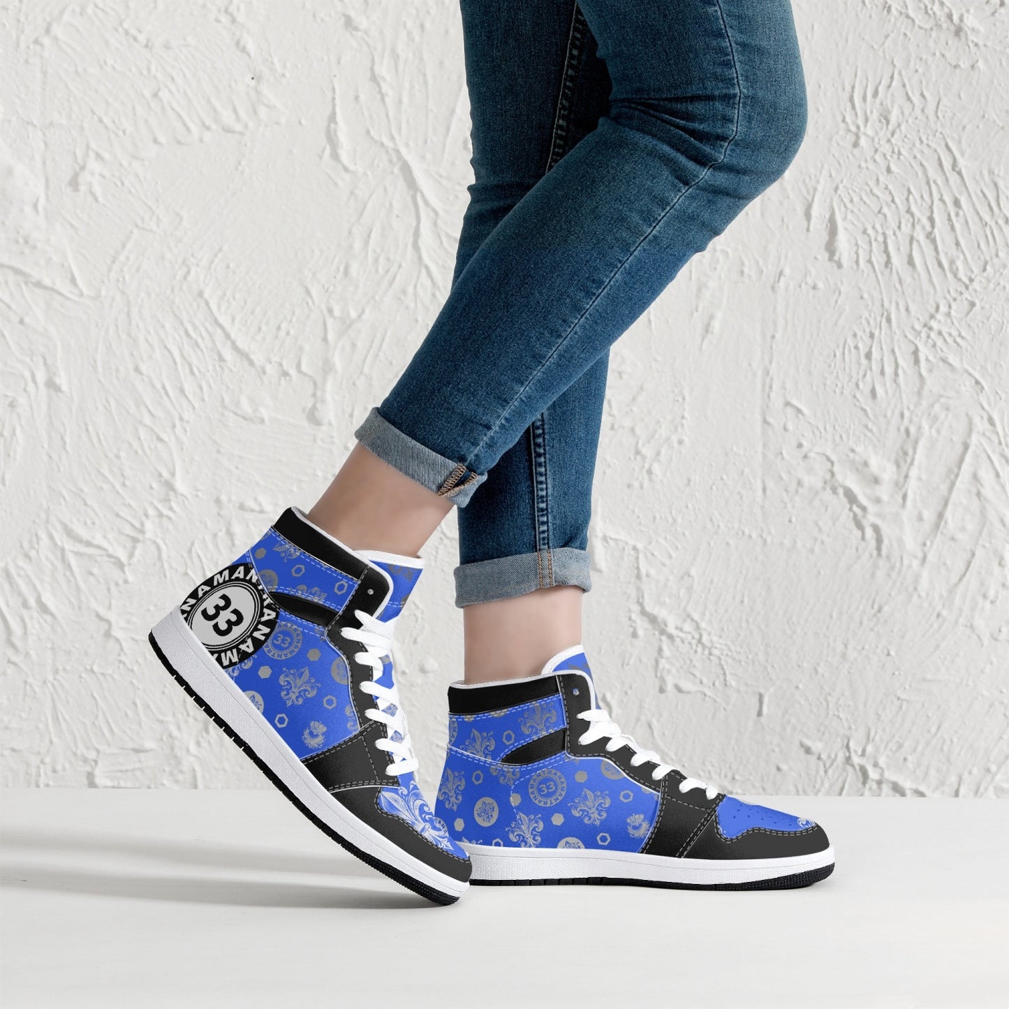 High-Top Leather Sneakers - Awakening Royal Blue