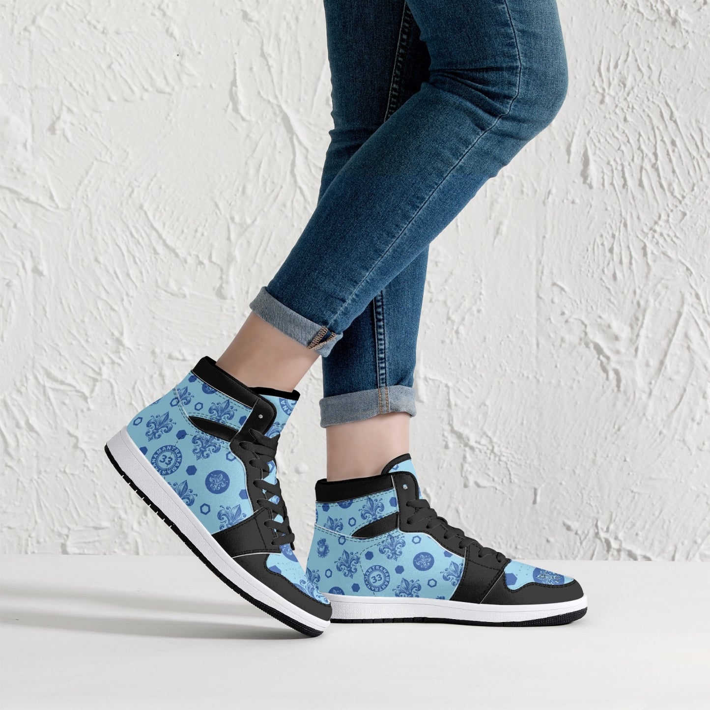 High-Top Leather Sneakers - Awakening Blue