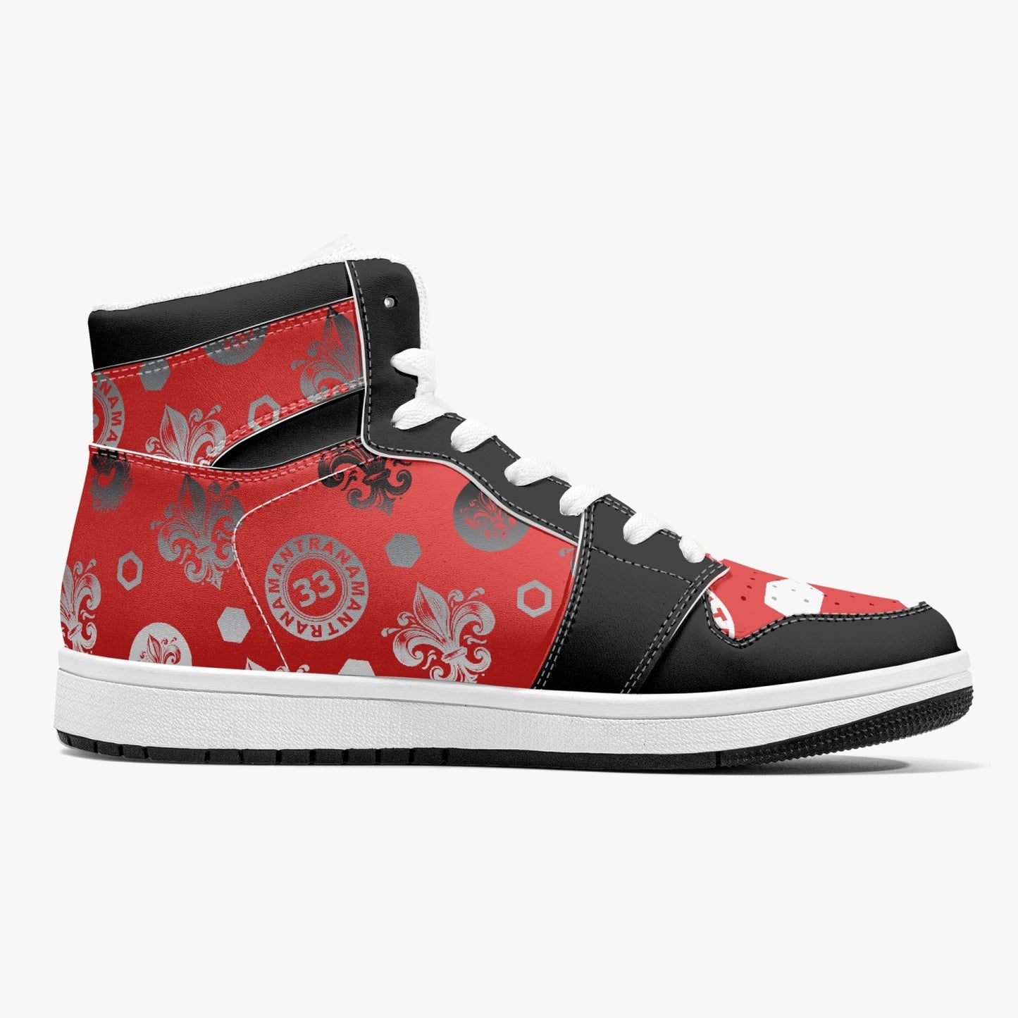 High-Top Leather Sneakers - Awakening Red