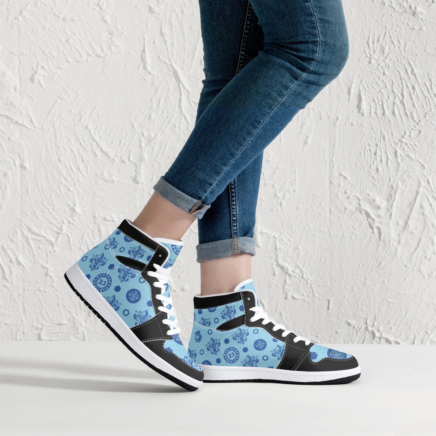 High-Top Leather Sneakers - Awakening Blue