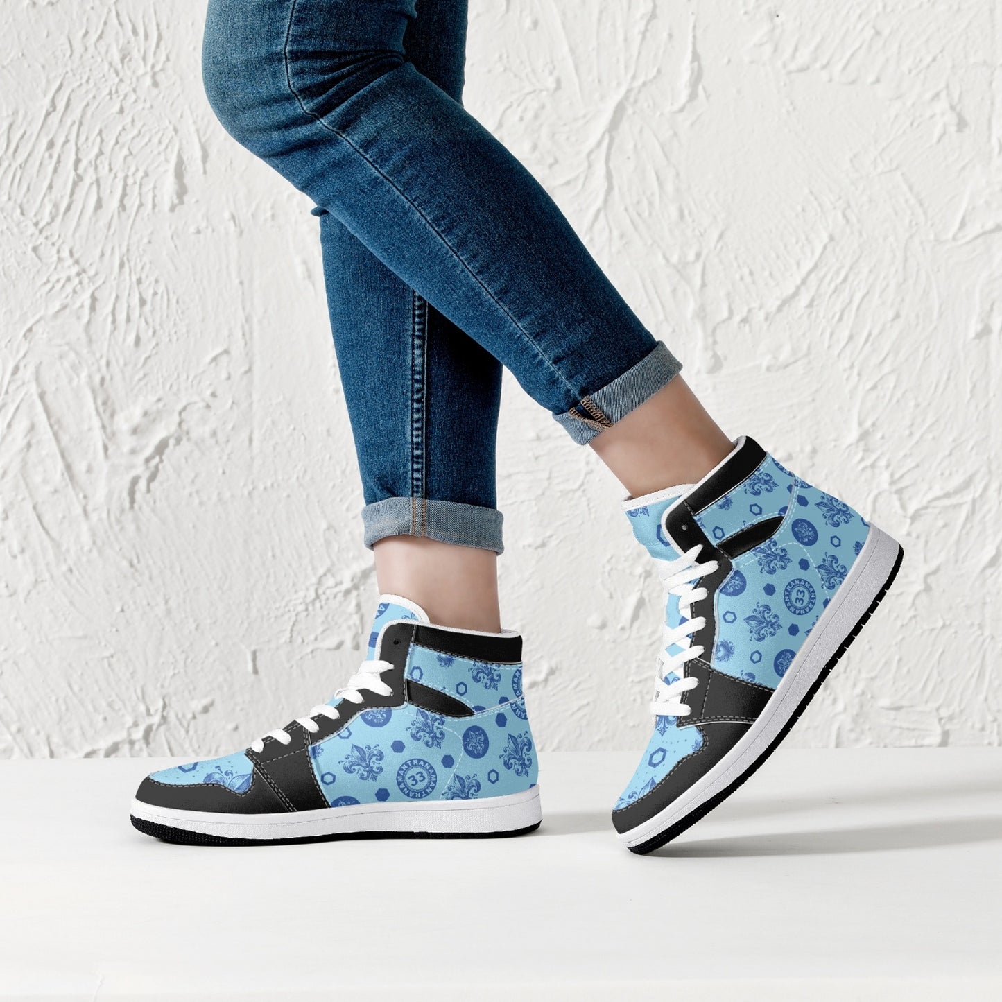 High-Top Leather Sneakers - Awakening Blue