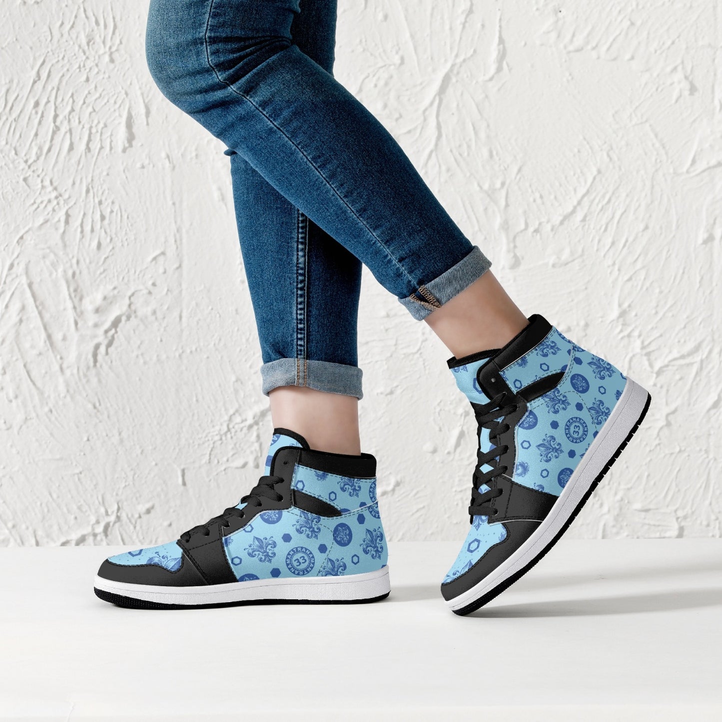 High-Top Leather Sneakers - Awakening Blue